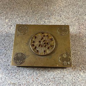BRASS AND JADEVINTAGE TRINKET/CIGARETTE CASE MISTAKE ON STAMP